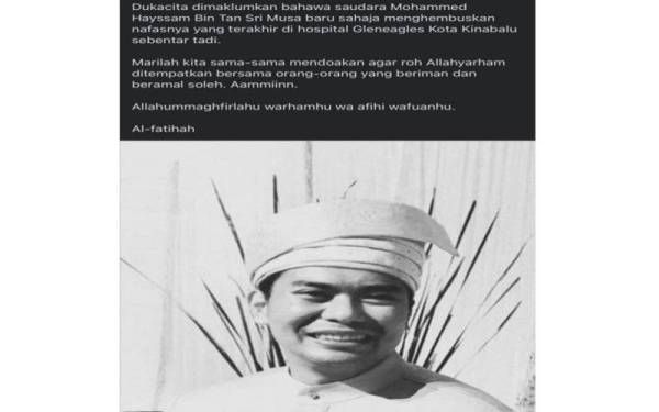 Anak Musa Aman meninggal dunia