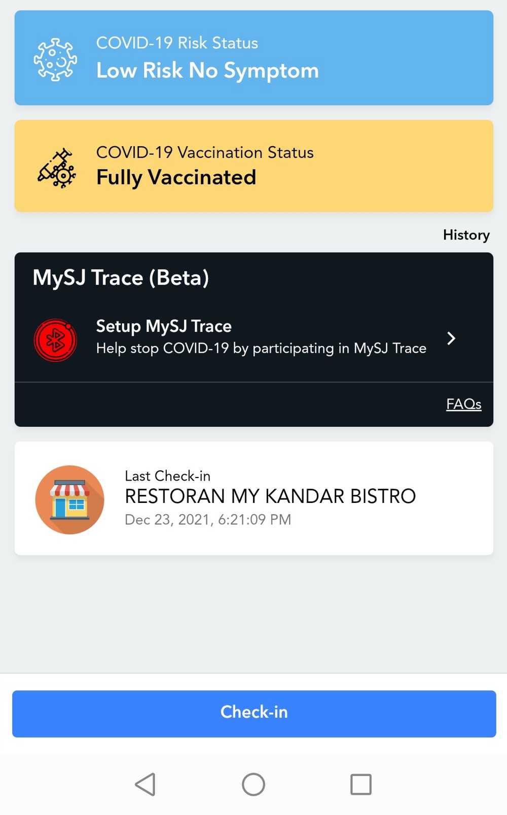 Trace beta mysj MySejahtera app