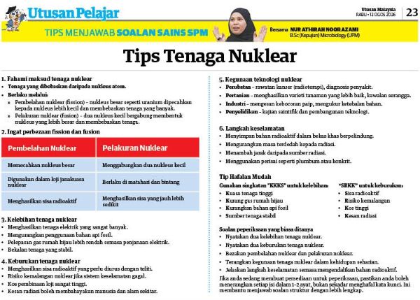 Image from: Tips Menjawab Soalan SAINS SPM (Tips Tenaga Nuklear)