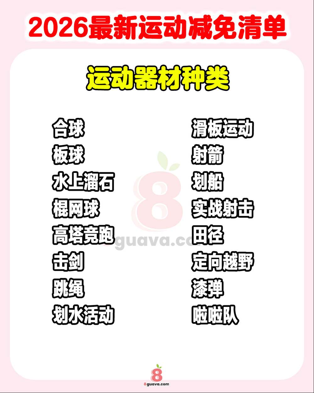 2026最新运动减免清单