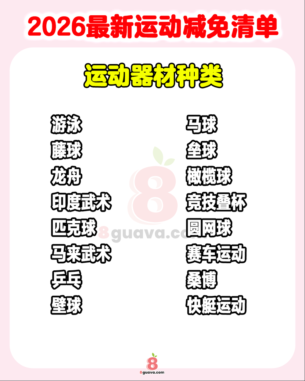 2026最新运动减免清单