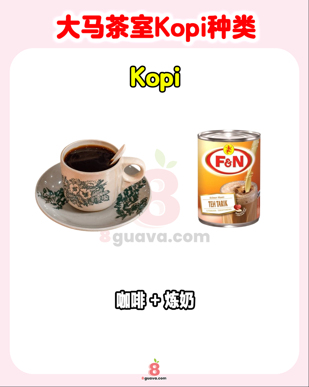 Image from: 大马茶室 Kopi 种类 一次看☕下次去茶室不用怕不会点啦❗