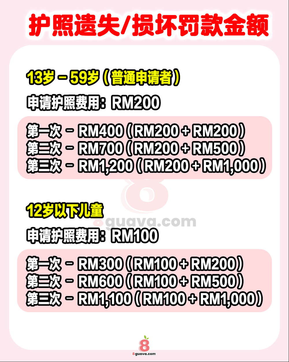 护照遗失/损坏罚款金额