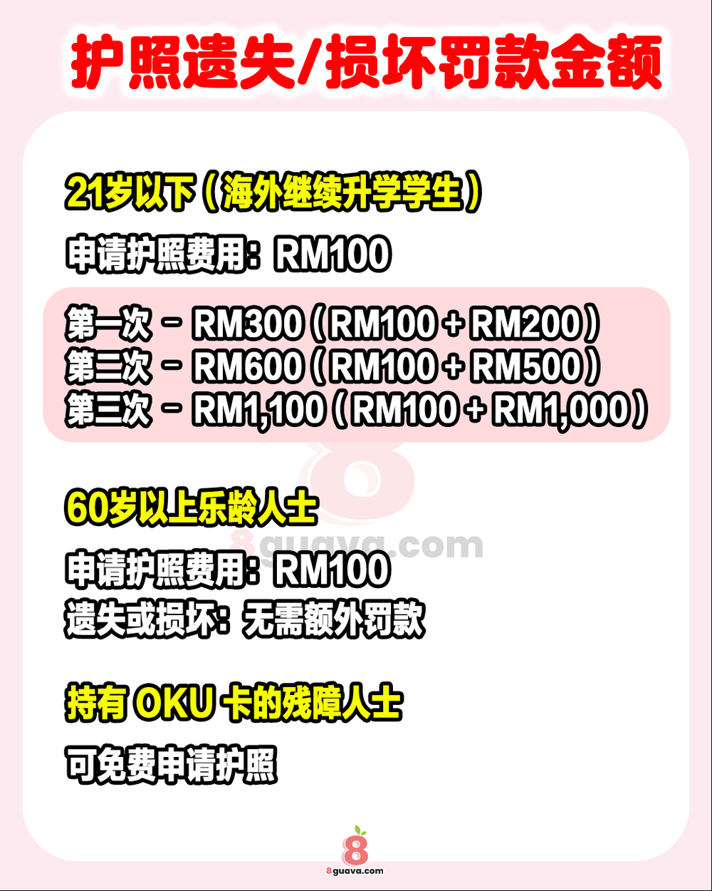 护照遗失/损坏罚款金额