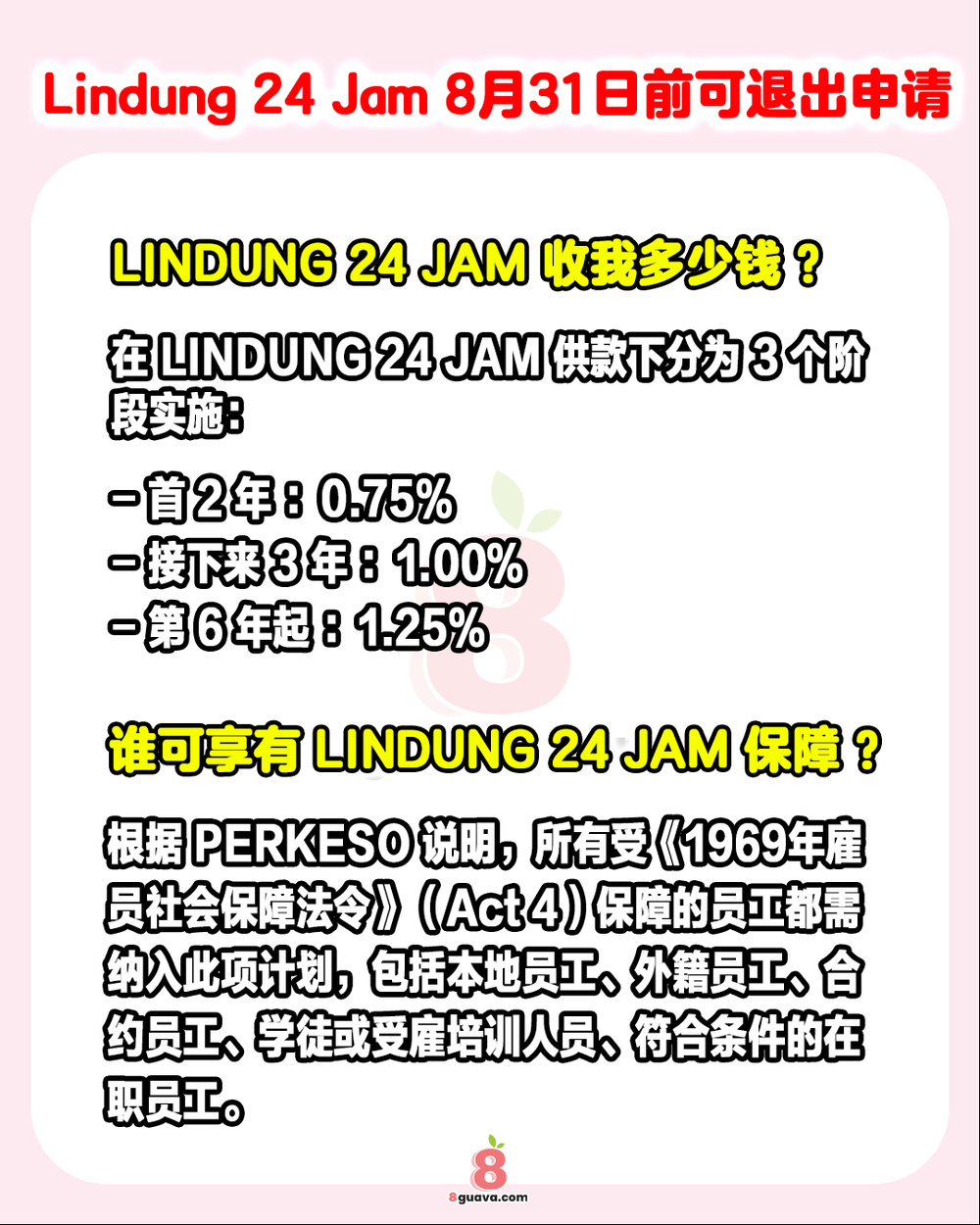 8月31日前Lindung 24 Jam可申请退出