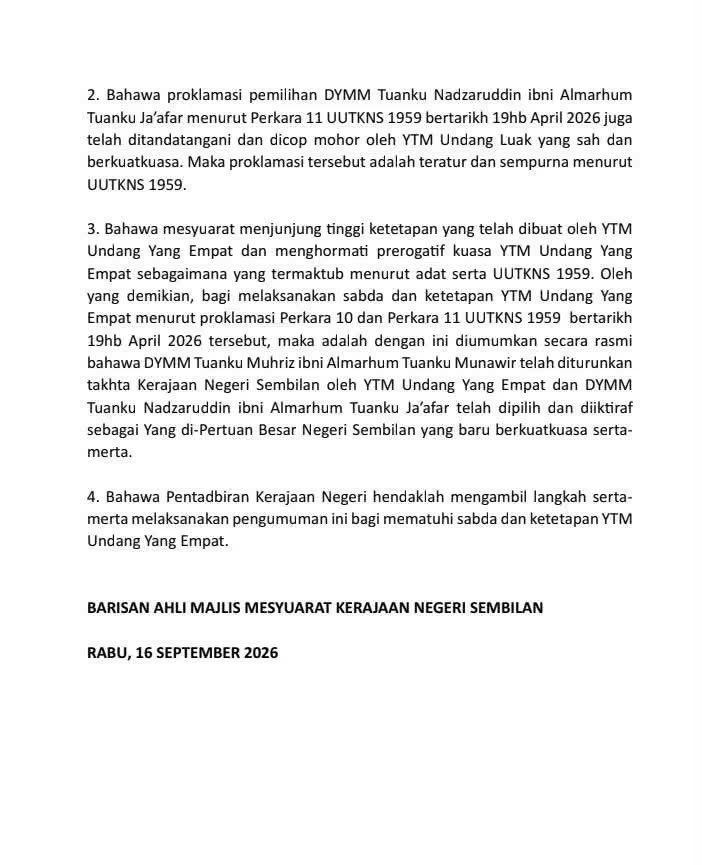 Image from: Krisis Istana Negeri Sembilan: ‘Apa Kuasa Barisan Exco Untuk Singkir Tuanku Muhriz?’