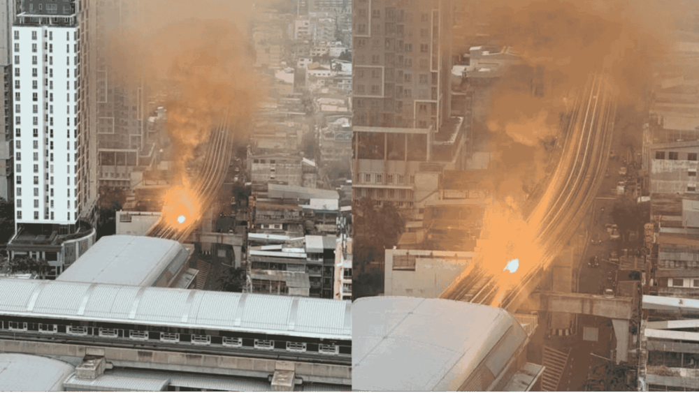 Image from: 疑电缆短路 曼谷地铁轨道起火