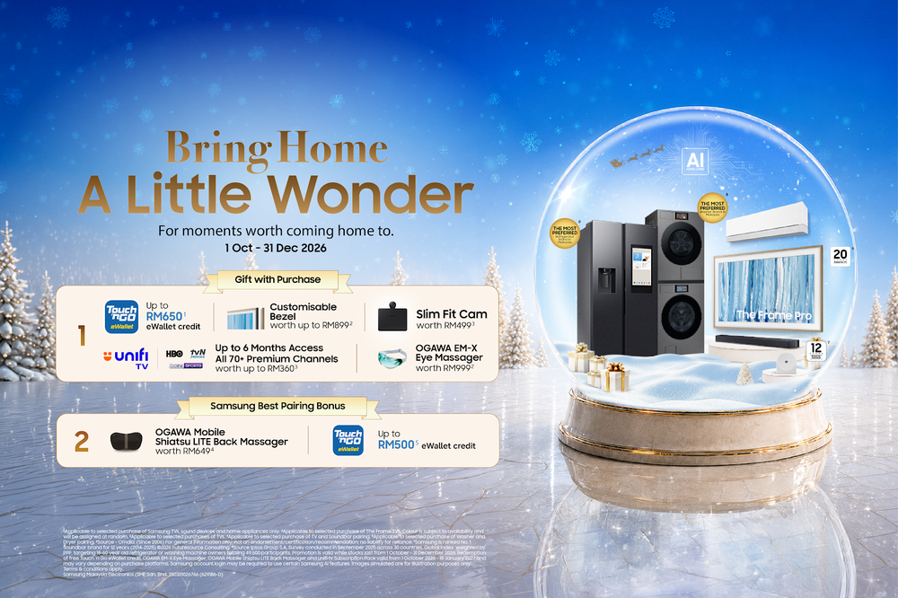 Samsung Malaysia Year-End 2026 campaign featuring exclusive offers on TVs and home appliances