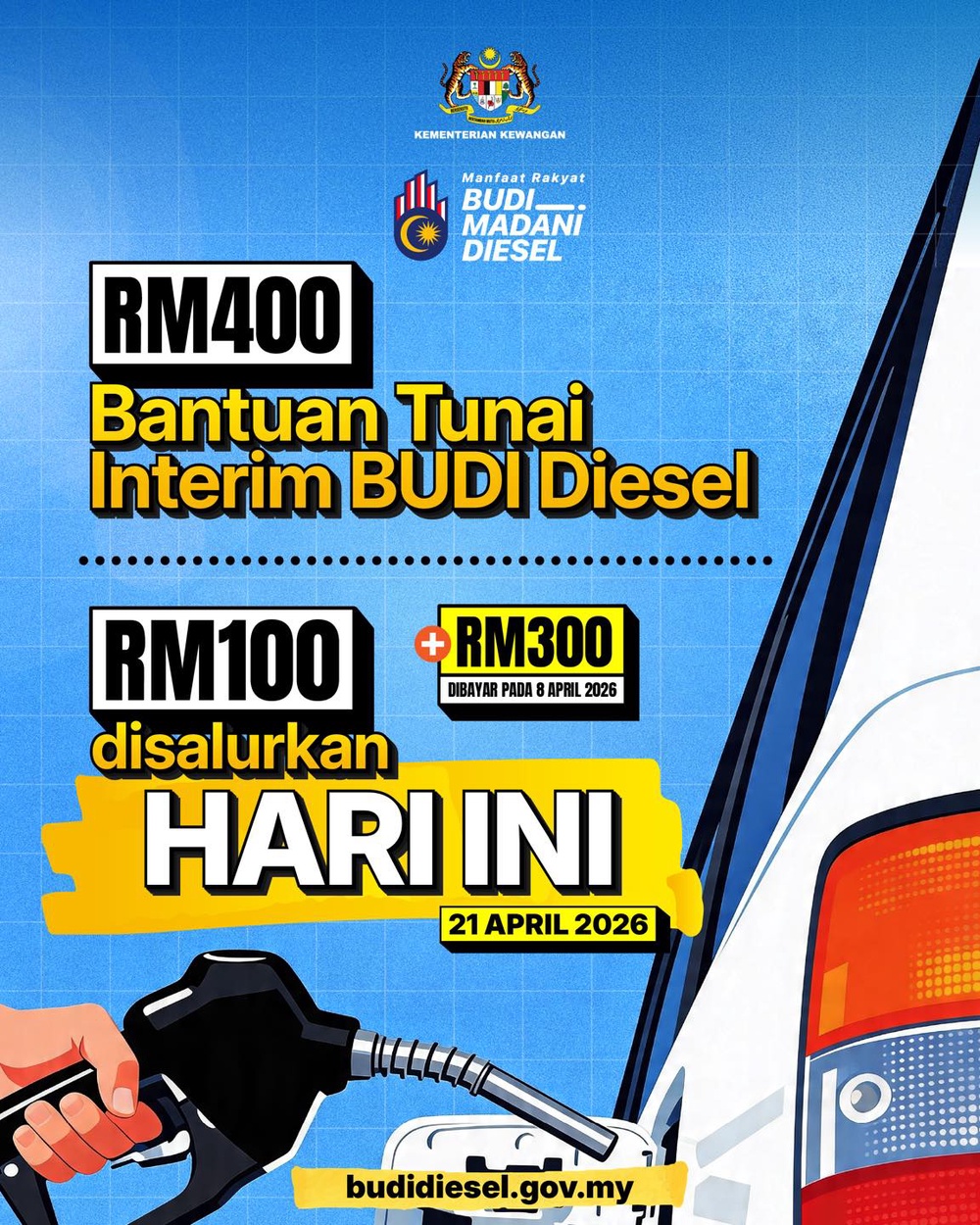 Image from: RM100柴油现金补贴4月21日发放！