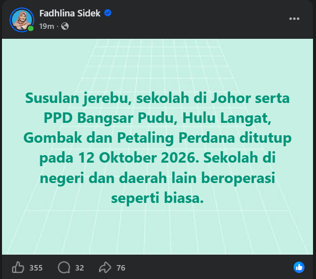 Image from: 教育部宣布这些地区的学校10月12日继续关闭