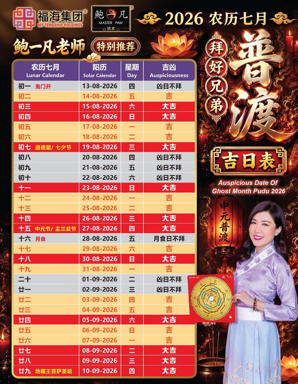 Image from: 2026年农历七月祭拜“好兄弟”的吉日表