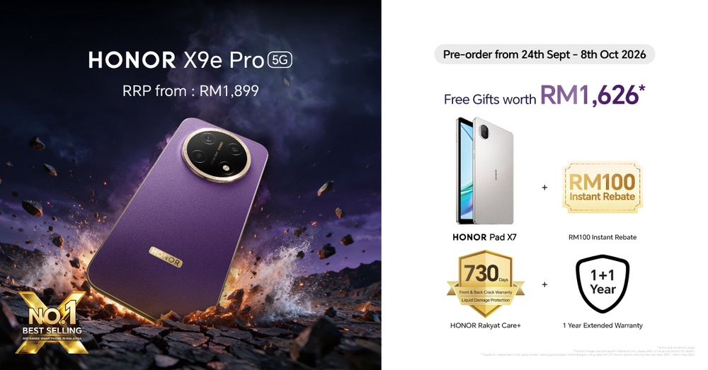Image from: HONOR X9e Pro Launches from RM1,899 with New AIoT Lineup, Pre-Order to Get a Free Pad X7 Tablet