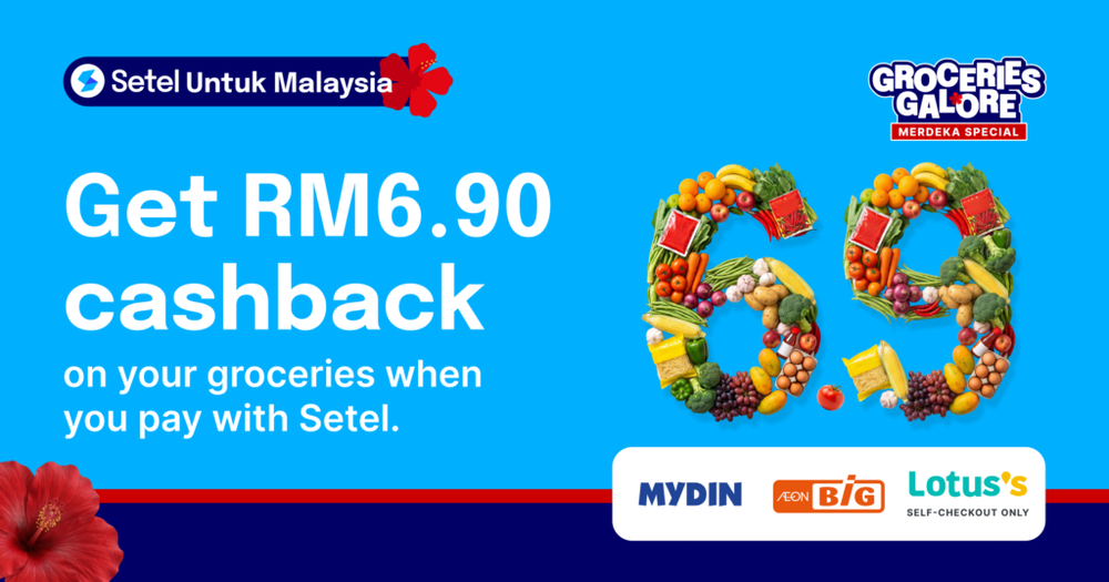 Image from: 在AEON Big、Mydin或Lotus’s使用Setel电子钱包结账，将可获得RM6.90现金回扣