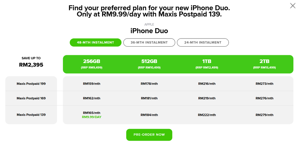 Image from: iPhone Duo已经正式开放预购，来看3家电讯公司所推出的iPhone Duo电讯配套