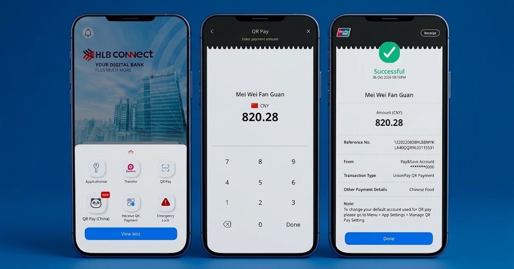 Image from: HLB Connect APP也支持在中国扫描微信支付、银联和云闪付！