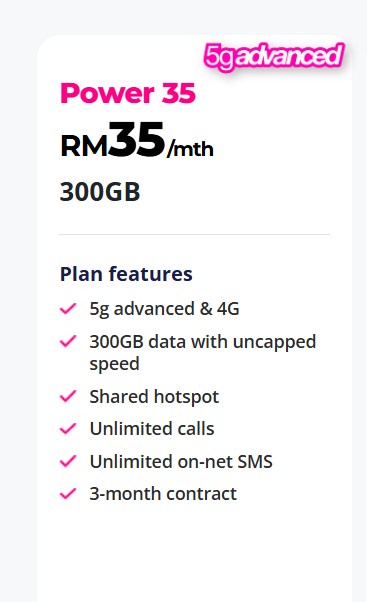 Image from: Yes 5G Power 35配套可享有300GB上网流量