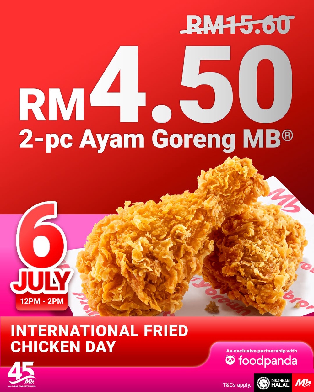 Image from: Marrybrown推出2块炸鸡RM4.50的限时优惠！