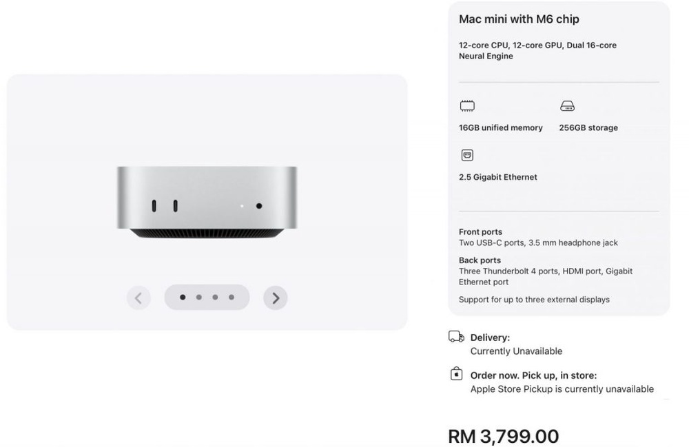 Image from: Mac Mini 2026 Malaysia: Kini dengan cip M6 dan M5 Pro, harga dari RM3,799