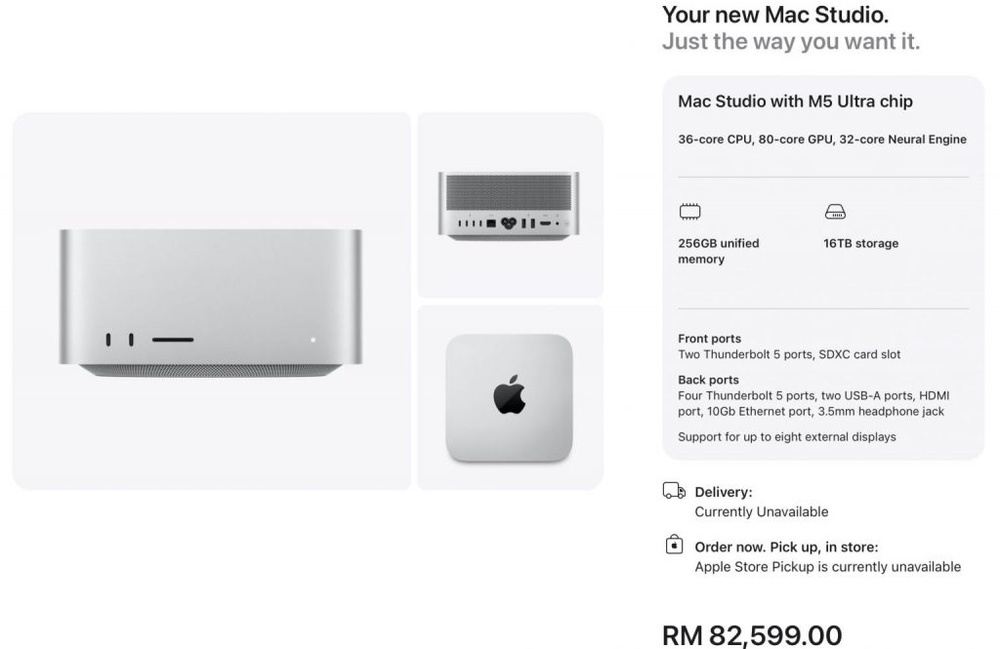 Image from: Apple Mac Studio 2026 Malaysia: Dijana cip M5 Max & M5 Ultra, harga bermula RM10,999