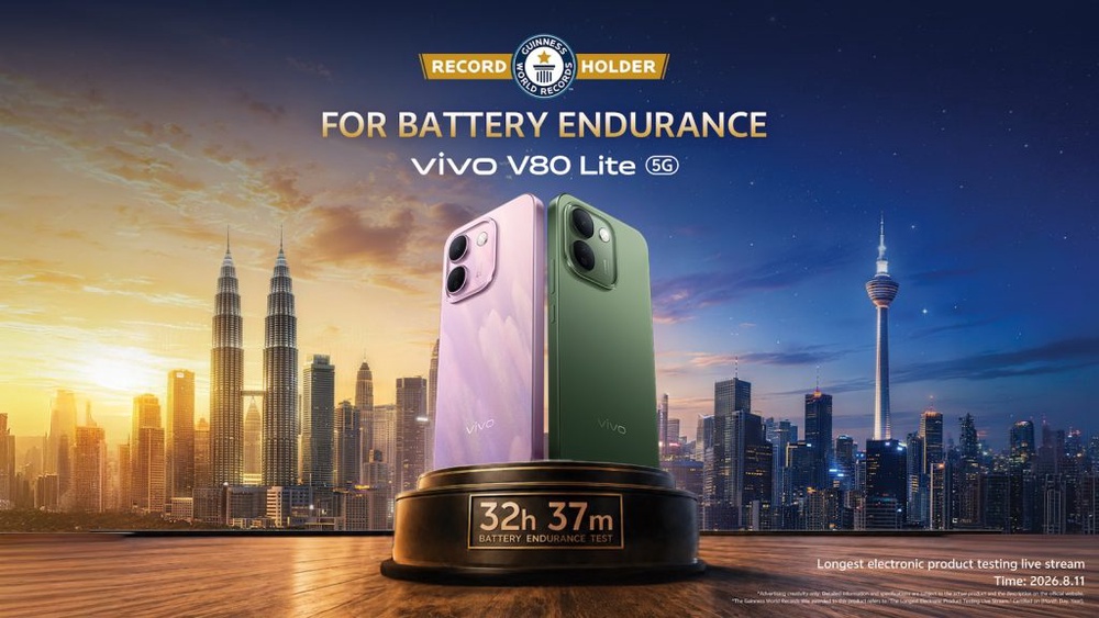 Image from: Vivo V80 Lite 5G cipta rekod dunia dengan bateri 10,000mAh, tempahan kini dibuka