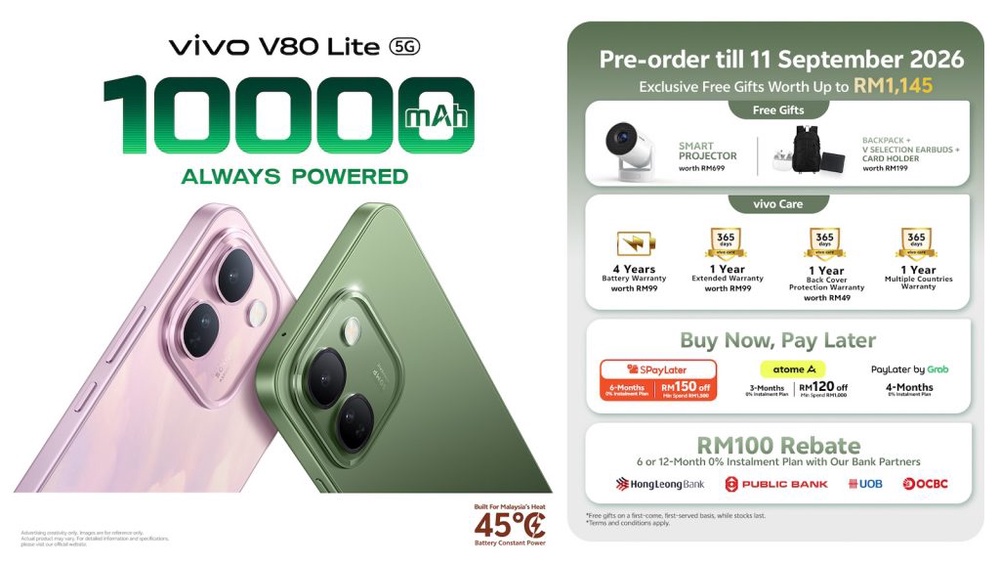 Image from: Vivo V80 Lite 5G cipta rekod dunia dengan bateri 10,000mAh, tempahan kini dibuka