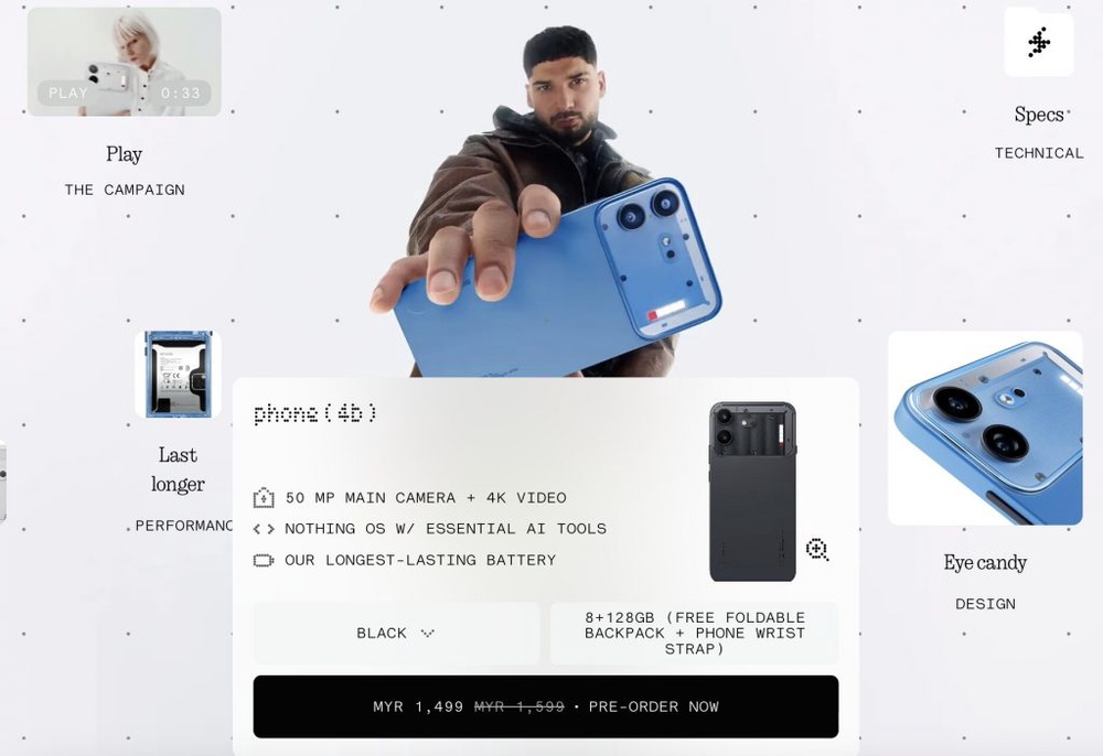 Image from: Nothing Phone (4b) dan Ear (3a) tiba di Malaysia, harga RM1,599 dan RM399