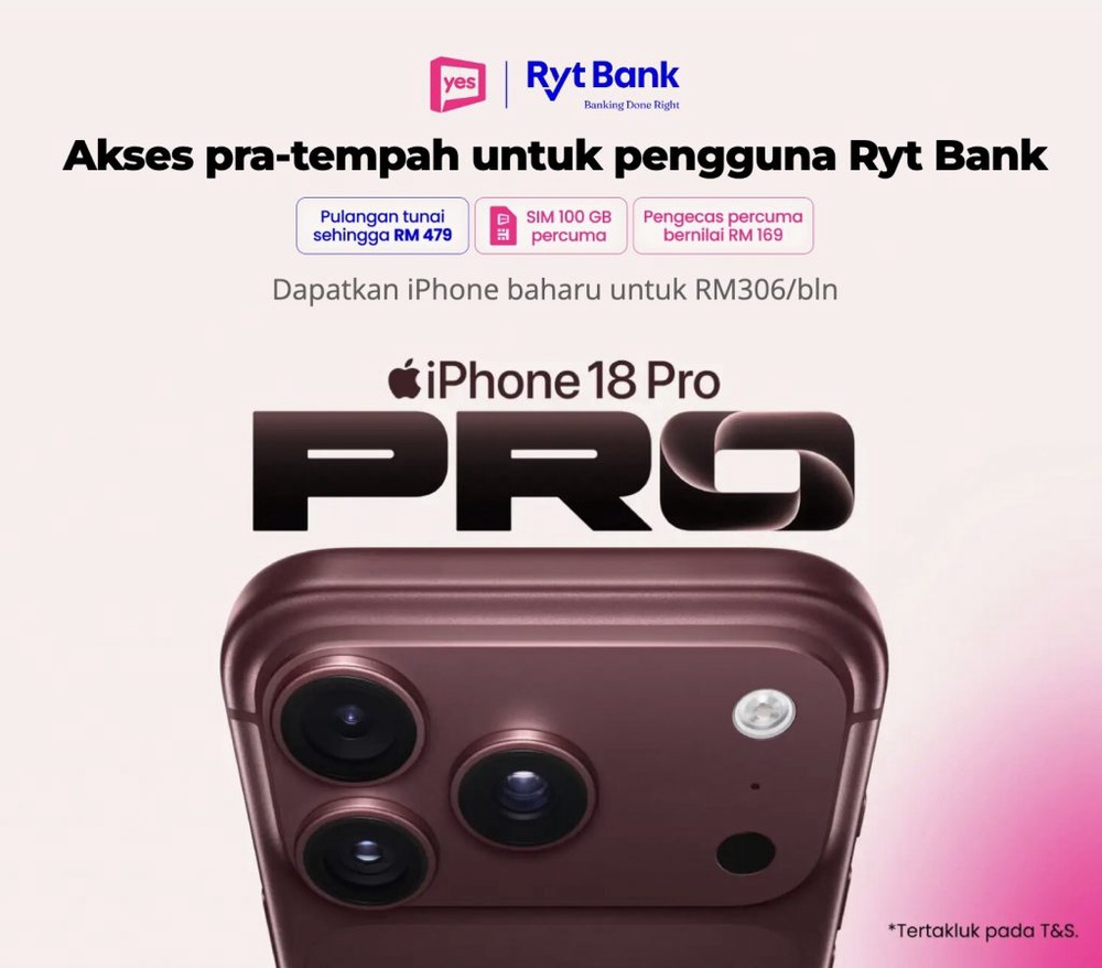 Image from: Beli iPhone 18 Pro mengikut gaya anda: Yes tawar lebih banyak pilihan dengan rebat & cashback
