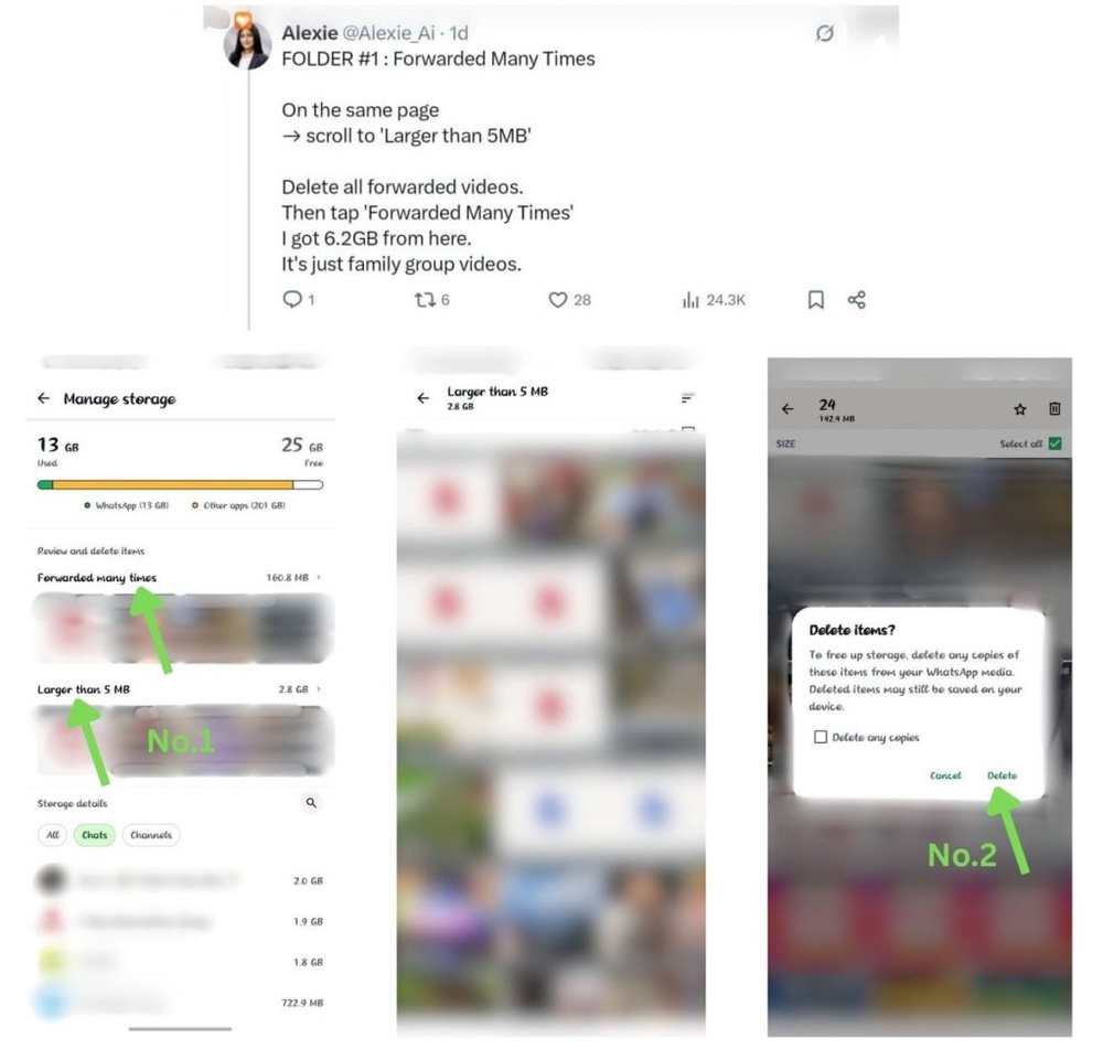Image from: Dah padam mesej WhatsApp tapi storan masih penuh? Cuba buat macam ni!