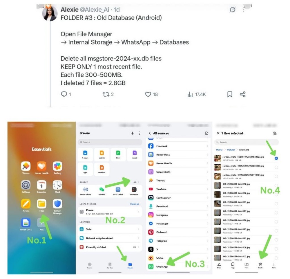 Image from: Dah padam mesej WhatsApp tapi storan masih penuh? Cuba buat macam ni!