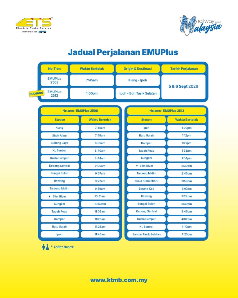 Image from: 8 perkara wajib tahu sebelum naik ETS EMUPlus ke Ipoh di stesen Bandar Tasik Selatan!