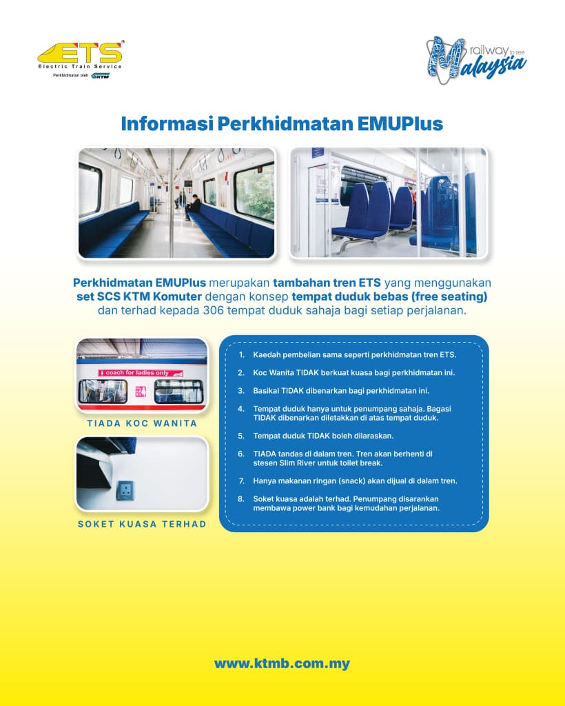 Image from: 8 perkara wajib tahu sebelum naik ETS EMUPlus ke Ipoh di stesen Bandar Tasik Selatan!