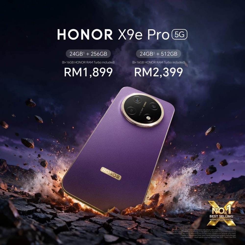 Image from: Honor X9e Pro 5G tiba di Malaysia dengan bateri 11,000mAh, harga dari RM1,899