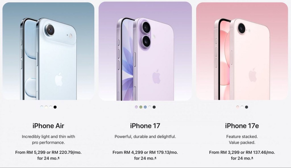Image from: Apple naikkan harga iPhone 17, 17e & iPhone Air sehingga RM1,300 di Malaysia