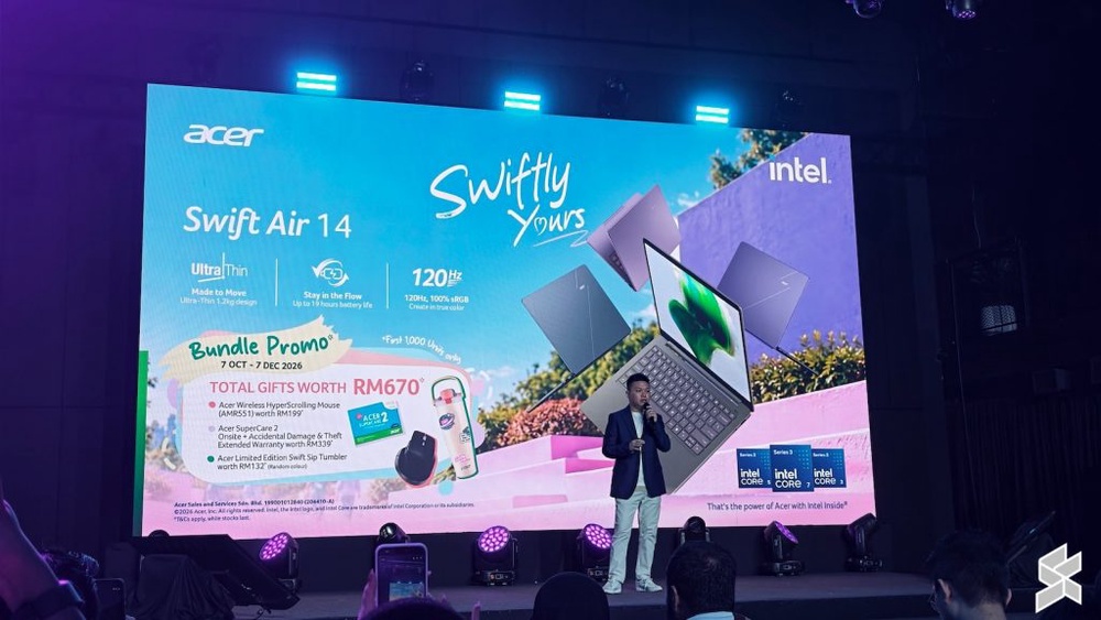 Image from: Acer Swift Air 14, laptop ultra ringan berkuasa Intel Core 7 350 tiba di Malaysia