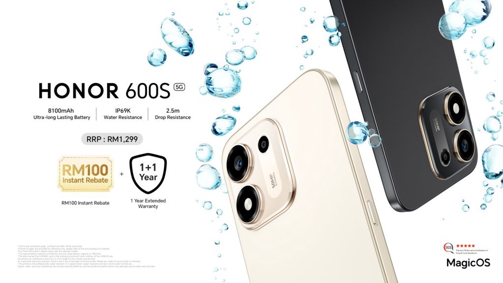 Image from: Honor 600S 5G, telefon 5G harga RM1,299 dengan bateri 8,100mAh dan kalis air IP69K