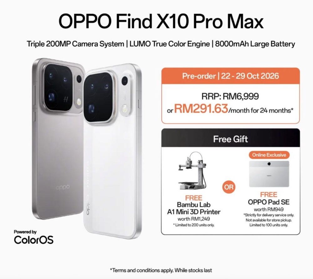 Image from: Oppo Find X10 & Find X10 Pro Max Malaysia: Kamera 200MP Hasselblad, bateri 8,000mAh dari RM4,999