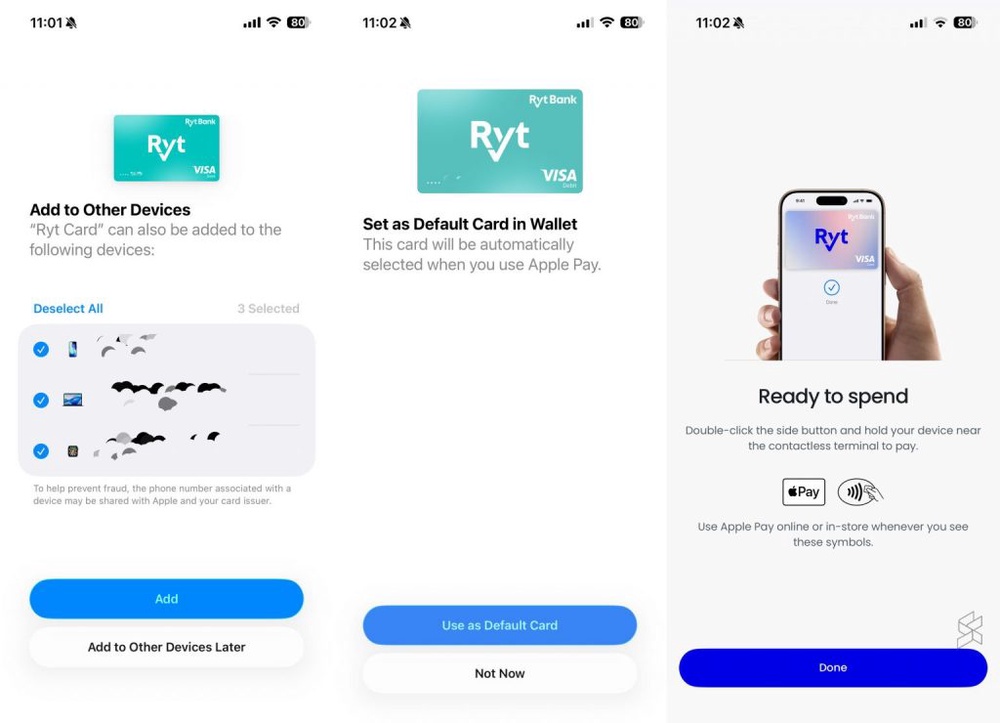 Image from: Ryt Bank kini menyokong Apple Pay, ini cara tambah Ryt Card ke iPhone anda