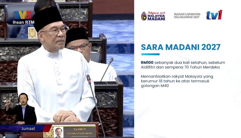 Image from: Bajet 2027: Rakyat dewasa dapat SARA RM100 dua kali, penerima STR sehingga RM1,800 setahun