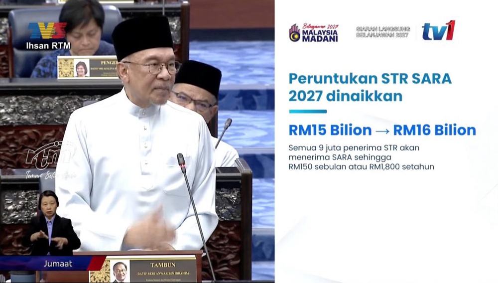 Image from: Bajet 2027: Rakyat dewasa dapat SARA RM100 dua kali, penerima STR sehingga RM1,800 setahun