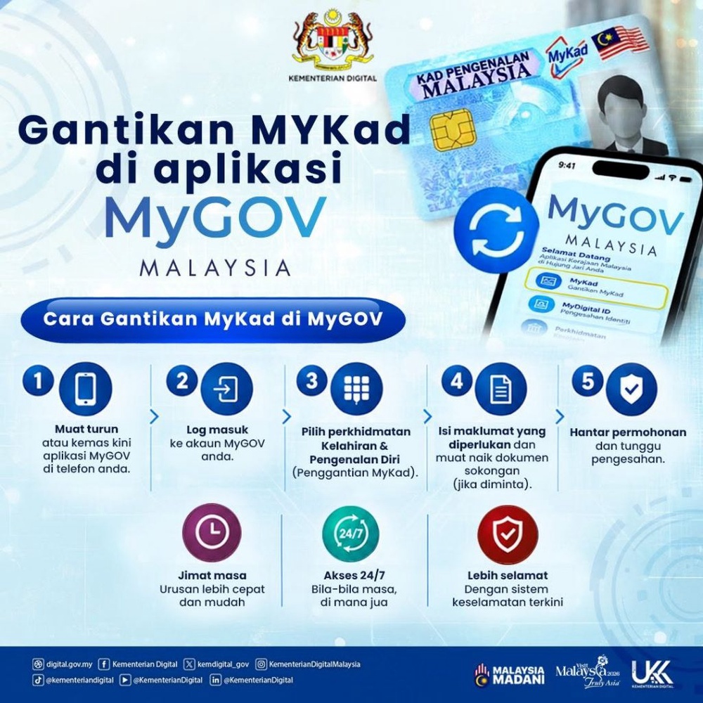 Image from: Tak perlu bersesak di JPN, gantian MyKad boleh dibuat melalui aplikasi MyGov!
