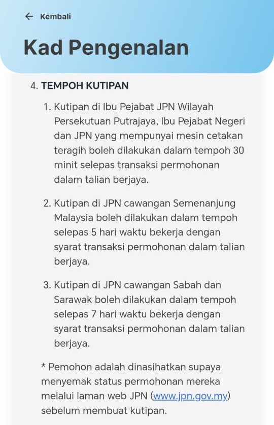 Image from: Tak perlu bersesak di JPN, gantian MyKad boleh dibuat melalui aplikasi MyGov!