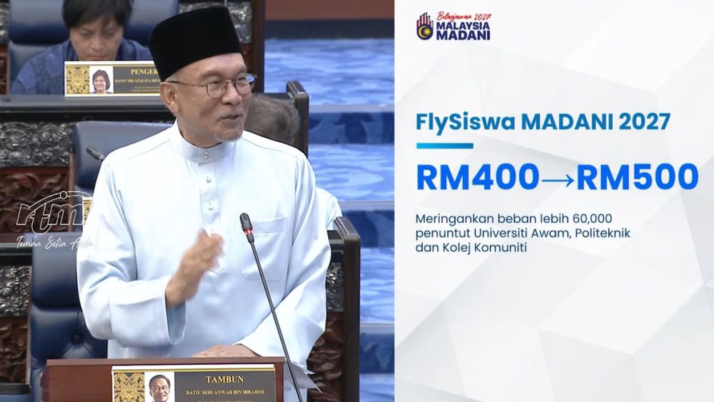 Image from: Bajet 2027: Subsidi FlySiswa untuk pelajar IPTA dinaikkan kepada RM500