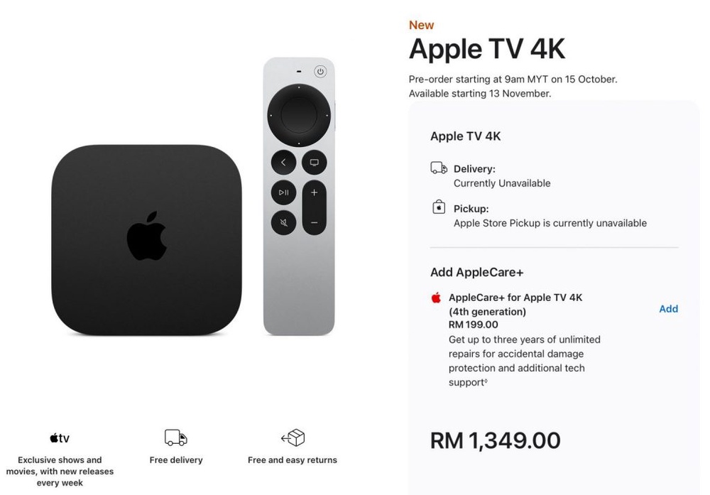 Image from: Dikuasakan cip A19, Apple TV 4K akhirnya tiba di Malaysia, harga bermula RM1,349