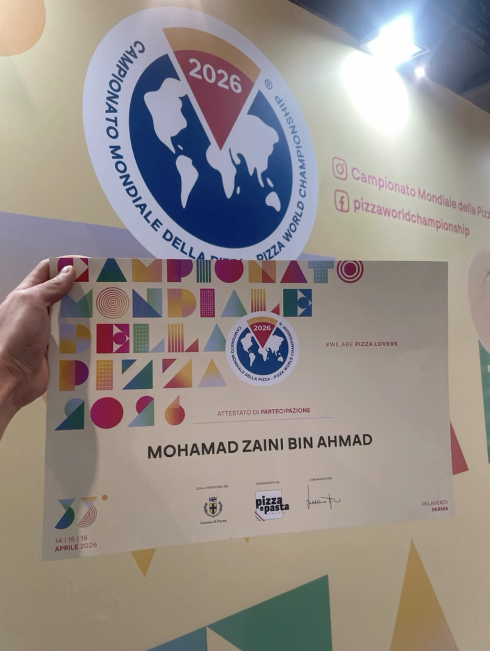 Image from: Zaini Ahmad Harumkan Nama Malaysia, Raih Tempat Ke-92 Pizza World Championship 2026