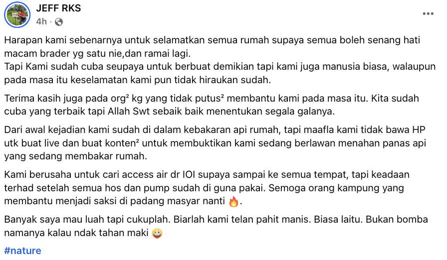 Image from: Kebakaran Di Sandakan: Anggota Bomba Luah Kecewa, Dicemuh Ketika Jalankan Tugas