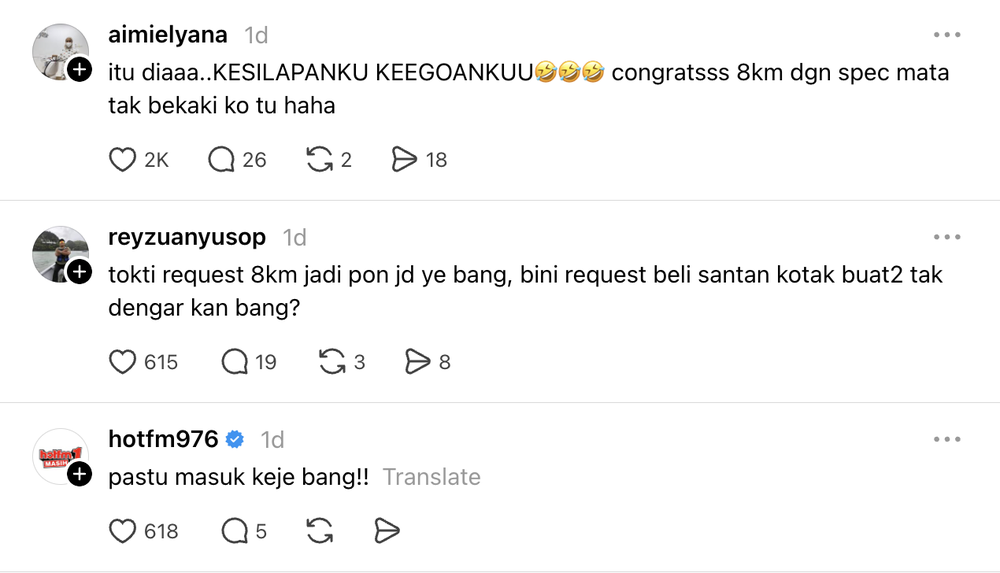 Image from: Sahut Cabaran TokTi, Lelaki Lari 8KM Sambil Dengar Lagu Kesilapanku Keegoanmu