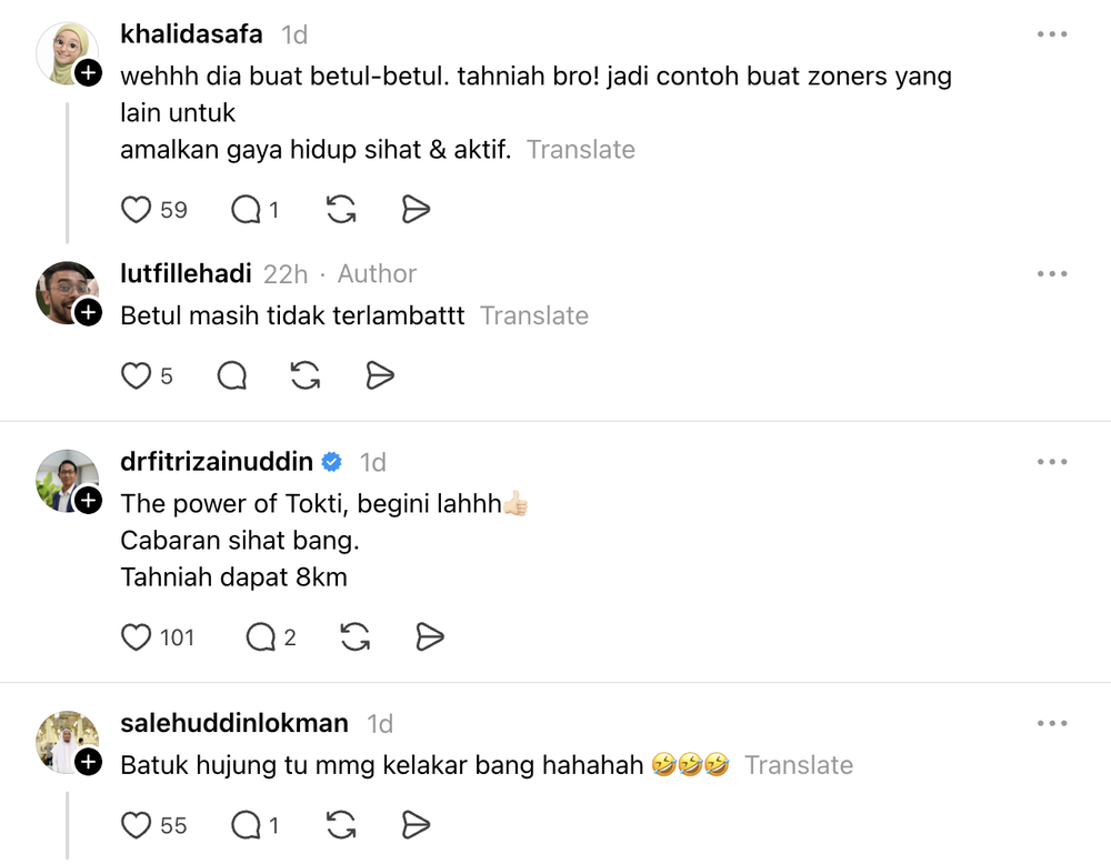 Image from: Sahut Cabaran TokTi, Lelaki Lari 8KM Sambil Dengar Lagu Kesilapanku Keegoanmu