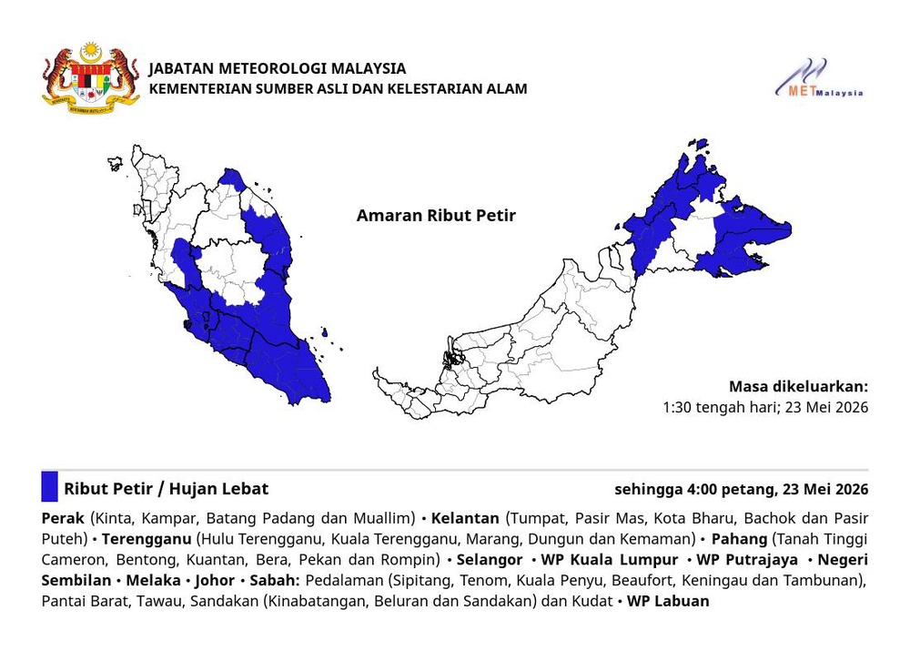 Image from: Hujan Lebat, Ribut Petir Landa 6 Negeri Hingga 3 Petang Ini