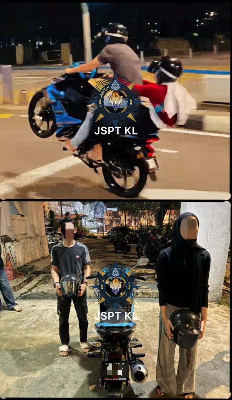 Image from: Padah Tunjuk Hebat! Polis Tahan 4 Remaja Tular, ‘Wheelie’ Sambil Bonceng Gadis