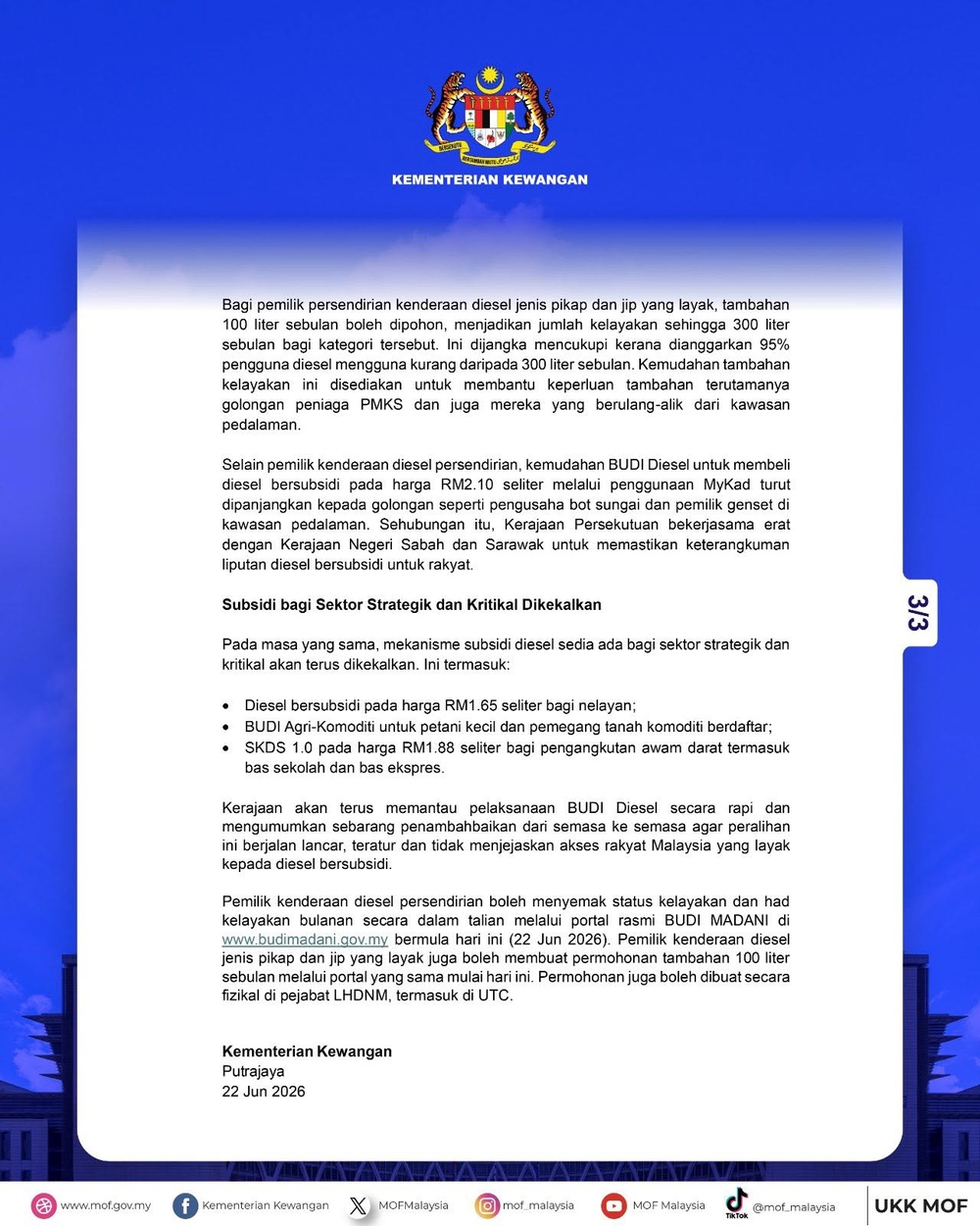 Image from: BUDI Diesel Diperluas, Pemilik Pikap Dan Jip Terima Tambahan Kuota 100 Liter